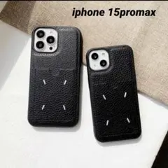 人気！iphone15promax レザーケース ポケット付 ブラック