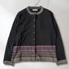 00’s vintage ノルディック柄 ブラック カーディガン y2k パンクのサムネイル