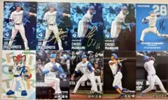 プロ野球チップス2025 日本ハムファイターズ 松本剛 万波中正 箔押しサイン