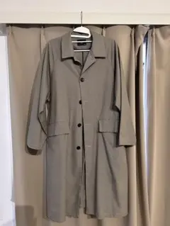 グレー チェック柄 ステンカラーコート