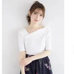 tocco closet アシメネックデザインリブカットソープルオーバー