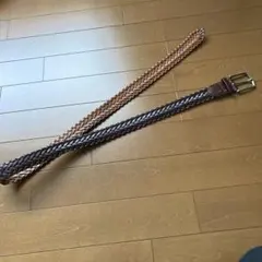 レザー編み込みベルト ブラウン ブラック