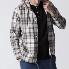 サイコバニー 24SS ビッグチェックフーディシャツブルゾン ブラウンのサムネイル