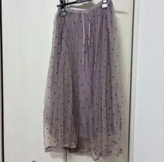 ウィルセレクション くすみピンクのドット柄チュールスカートのサムネイル