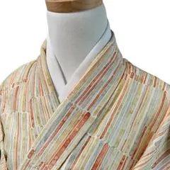 K143 袷 お召し物 着物 小紋 化繊 洗える着物 水彩調 黄