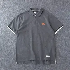 NIKE　デザインポロシャツ　XL　ワンポイントロゴ　ラインリブ　ヘビー