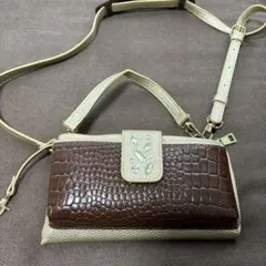 ショルダーバッグ ブラウン ベージュ クロコダイル風