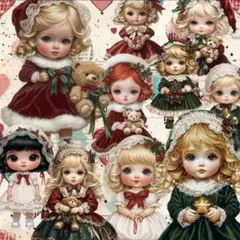 【再販5】Xmas女の子　各2枚×5 計10枚　女の子素材　コラージュシート