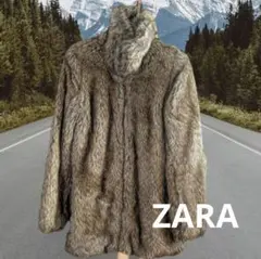 【美品】ZARAブラウンファーコート