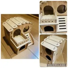 新品 洗えるハムスターの隠れ家 木製ハムスターハウス 登るはしご付きのサムネイル