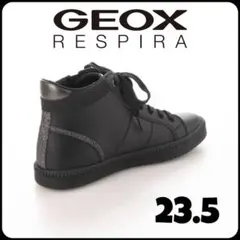 GEOX PUレザーサイドジップハイカットスニーカー 黒 23.5cm