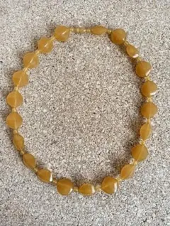 レトロアンティークイエロービーズネックレス昭和ヴィンテージ