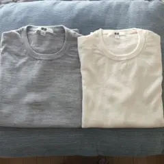 ☆UNIQLOメリノウールクルーネック半袖ニット2色セット ☆