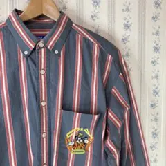 【ワンポイント刺繍】GOOFY グーフィー　マルチストライプ　シャツ 90s
