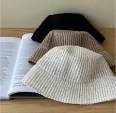 ストロー バケットハット アイボリー