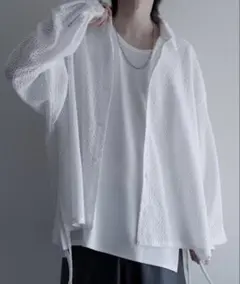 サイドコードシアーレースシャツ XL ホワイト LILL 完売品のサムネイル