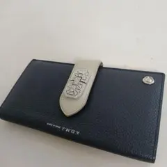 ADMJ アールデコ レザー 長財布 バイカラー ネイビー ボトムアクセントのサムネイル