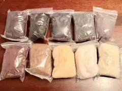 新品羊毛フェルト 10個セット 黒・茶・グレー・クリーム・白系