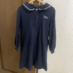 ネイビー セーラー襟 長袖ワンピース