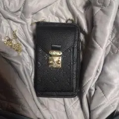 モノグラム柄 スマホショルダーバッグ ブラック ゴールド金具のサムネイル