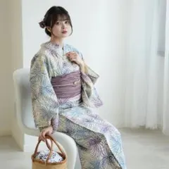 花柄浴衣セット（青・紫）