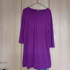 ユニクロ　パープル チュニック 七分袖