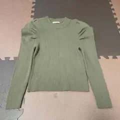 retro gallery ニット　 オリーブグリーン リブ編み 長袖ニット