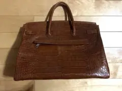 ブラウン クロコダイル風トートバッグ