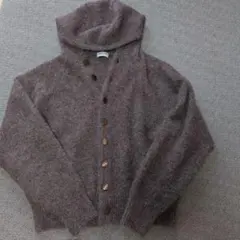 未使用！Simple Project ウール混 フーデッド ボタンニットM