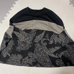 ペイズリー柄 五分袖 トップス ブラック　ベージュ