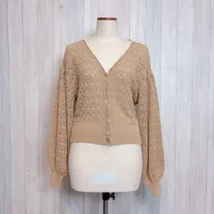 【MOUSSY】長袖 透かし編みニットカーディガン 羽織り Vネックのサムネイル