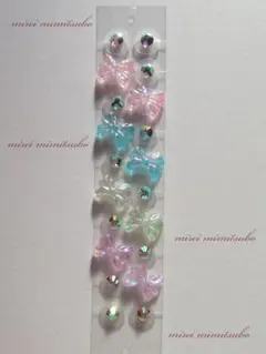 耳つぼジュエリー 左右対称／リボンデザイン シルバー（銀粒）20粒／1シート