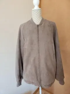 メンズ！グレー スエード ジップアップジャケット