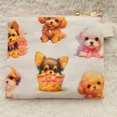 いろんなわんちゃん柄・ミニフラットポーチ