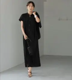 STYLE DELI【LUXE】楊柳ドット襟付きVネックワンピース