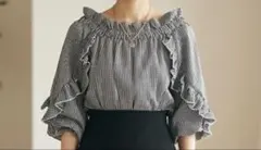 新品タグ付♡アプワイザーリッシェ 2wayギンガムチェックブラウス（おまけ付）