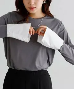 マーベラスバイピエロ【L】クルーネックカットソー　グレー　レイヤード　着回し