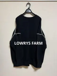 LOWRYS FARM 長袖ニット ホワイトステッチ入りブラック