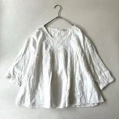 サマンサモスモス ブラウス レース ゆるダボ　フェミニン　七分袖 F ホワイト