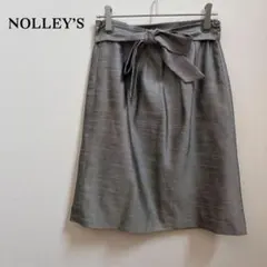 【NOLLEY’S】リボン付きフレアスカート ひざ丈 グレー 通勤 オフィスのサムネイル