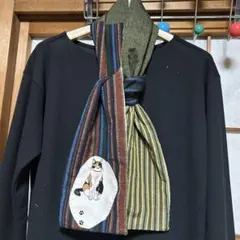 ☆おまけ付き❣️ 紬のマフラー　　三毛猫