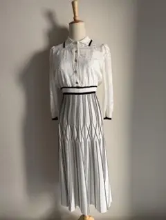 ダイアグラム レース切替ニットワンピース レース ７分袖 36