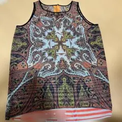MICHEL KLEIN ペイズリー柄　ノースリーブチュニック M 夏服　透け感
