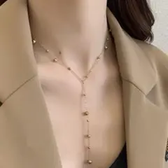 ボールチェーンネックレス 結婚式 ゴールド フォーマル Y字