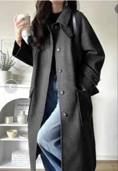 クラシカルエルフ　ステンカラーコート　チャコールグレーM