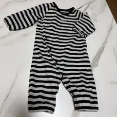 COMME CA ISM 黒白ストライプロンパース