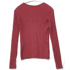 【thevon】トップス リブニット 長袖 ボルドー系カラー