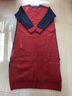 ubn hymns 赤・紺 ロングニットワンピース