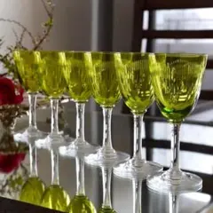 美オールドバカラBACCARAT★モリエール グリーン★アペリティフ グラス6脚