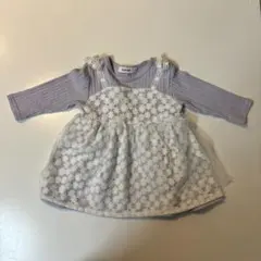 パープルの花柄レースワンピース 80㎝　ラプンツェル